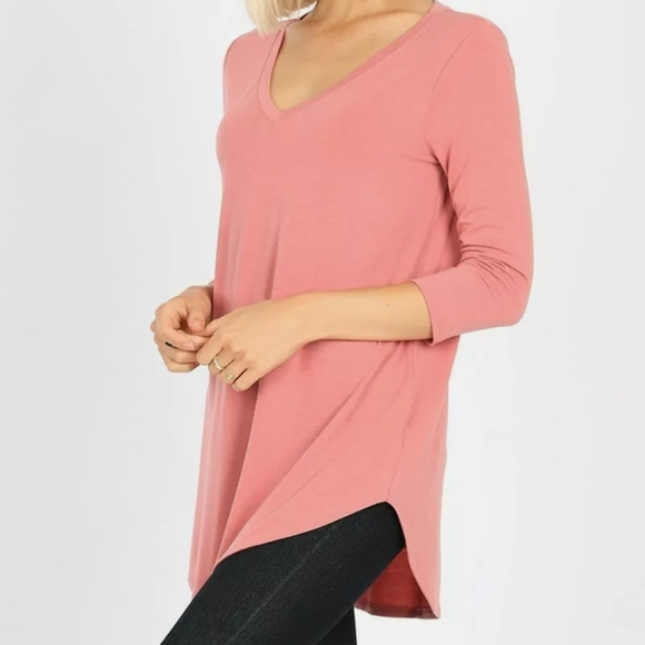 Zenana Premium Tunic, Ash Rose - Picture 1 of 2